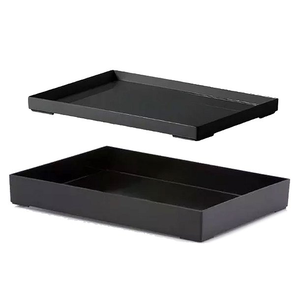 Kit 2 Bandeja Acrilico Organizador Maquiagem Banheiro Preta