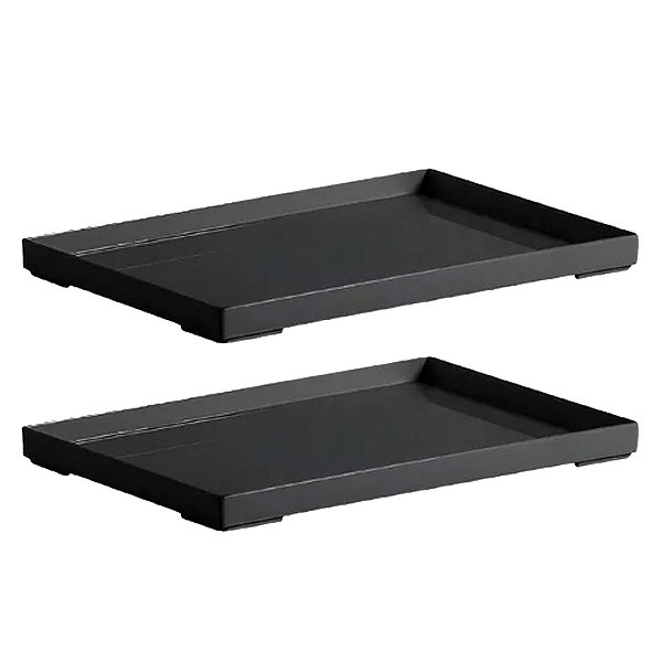 Kit 2 Bandeja Acrilico Organizador Maquiagem Banheiro Preta
