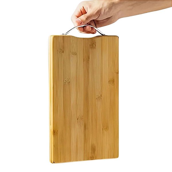 Tábua De Corte Multiuso Carne Legumes Bambu C/ Alça 32cm