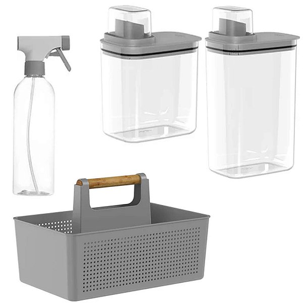 Kit 2 Dispenser 2,3l 1,5l + Borridador + Organizador Multiuso Com Alça