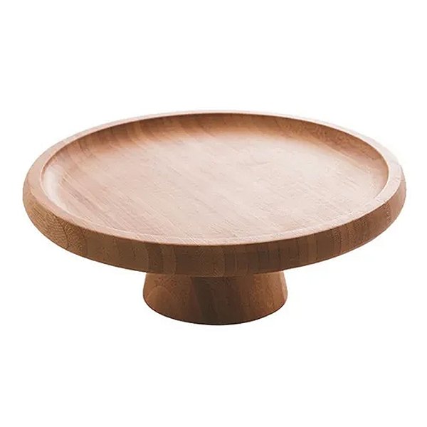 Prato Para Bolo De Bambu Com Pé 20cm X 7cm