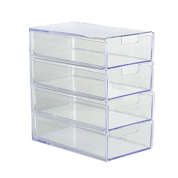 Organizador 4 Gavetas Divisórias Maquiagem Acrilico Transparente