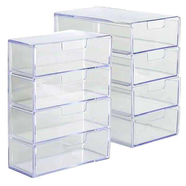 Organizador 4 Gavetas Divisórias + Porta Oculos Acrilico Transparente