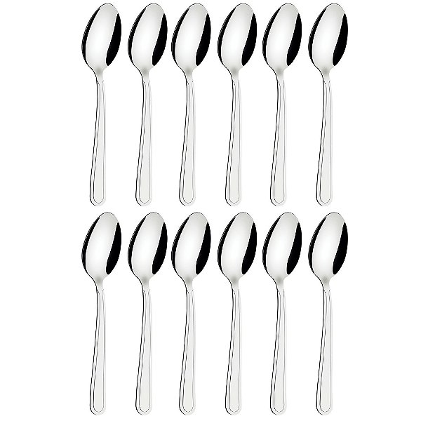 Kit 12 Colher Para Sobremesa 15cm Búzios Inox Tramontina