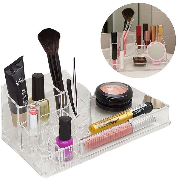 Organizador P/ Maquiagem Multiuso 16x8x6,5 Cm 8 Repartições