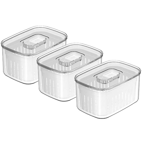Kit 3 Organizador De Geladeira Ou Clear Fresh 650ml Natural
