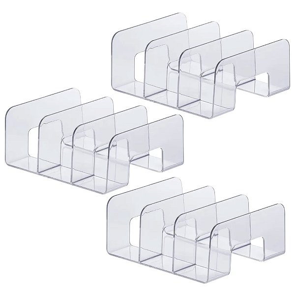 3 Organizador De Carteira Clutch Livro Multiuso 3 Divisórias Transparente