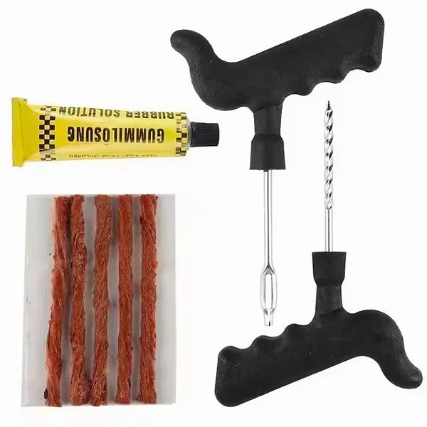 Kit Reparo De Pneu S/ Câmara 5 Macarrões Carro Moto E Outros