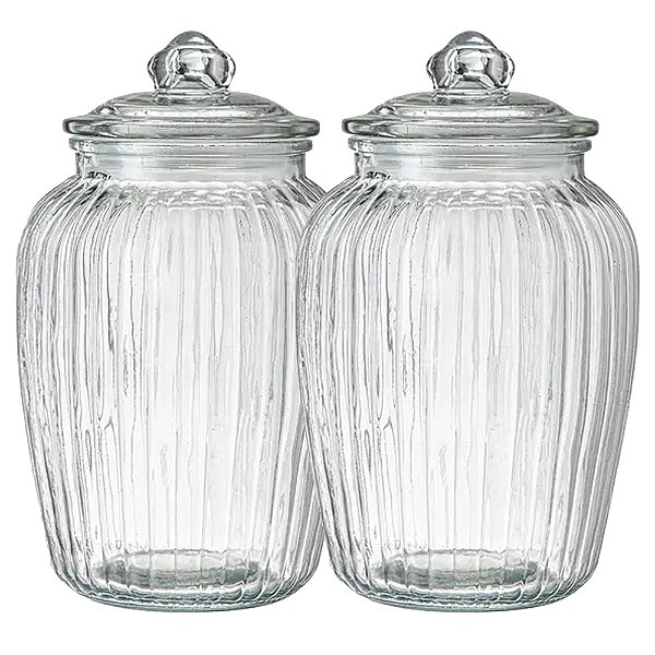 Kit 2 Porta Condimento De Vidro Cozinha Bala Bolacha 2200ml