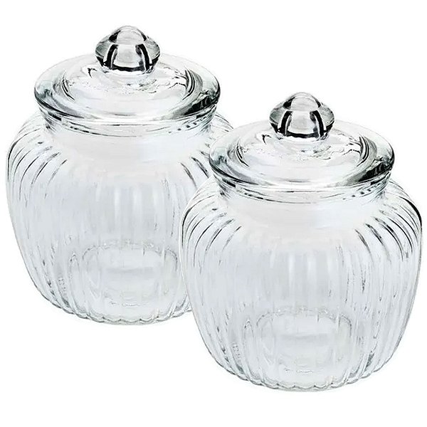 Kit 2 Porta Condimento De Vidro Cozinha Bala Bolacha 650ml