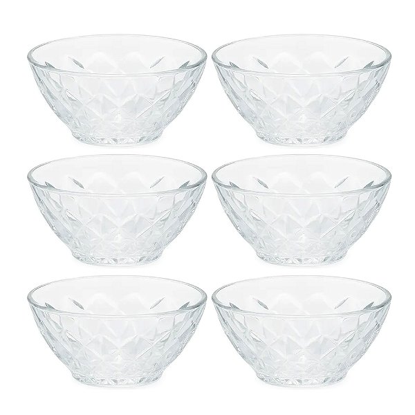 Jogo Sobremesa Vidro Cumbuca Tigela Bowl 165ml 6 Peças