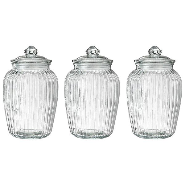 Kit 3 Porta Condimento De Vidro Cozinha Bala Bolacha 2200ml