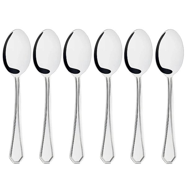 Conjunto 6 Colheres De Mesa Supreme 21cm  Aço Inox Luxo