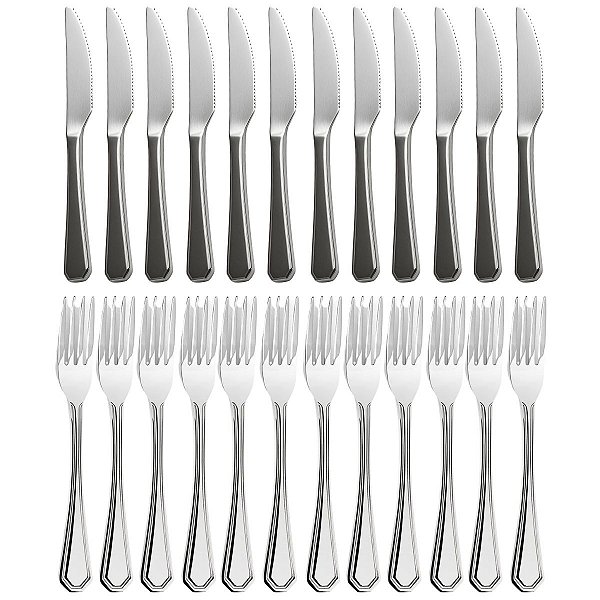Conjunto 12 Facas E 12 Garfos De Mesa Supreme 21cm Aço Inox