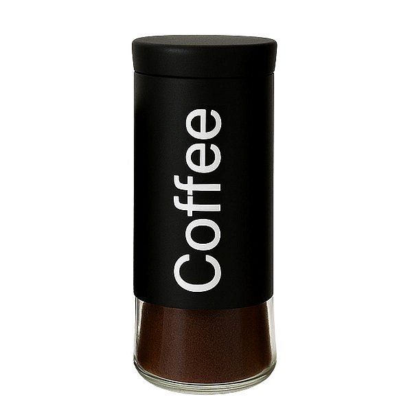 Pote Vidro Aço Black Com Etiqueta Coffee Com Tampa 1500ml