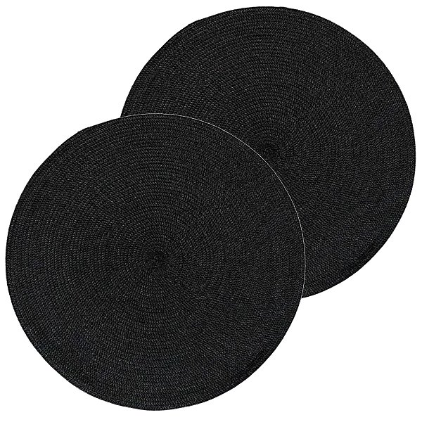 Jogo Americano Redondo 2 Unidade 38cm Preto