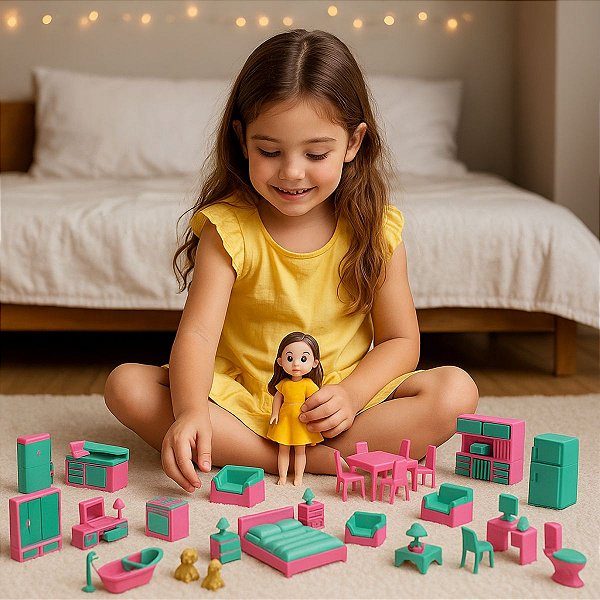 Kit Casinha Completa Judy Home Quarto Banheiro Sala Cozinha