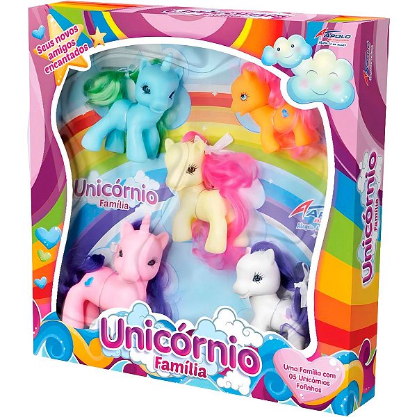 Conjunto 5 Unicórnios Coloridos Pônei Brinquedo De Vinil