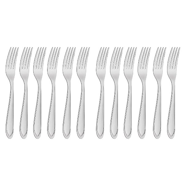 Kit 12 Garfo De Mesa Talheres Feito Em Aco Inox 18cm