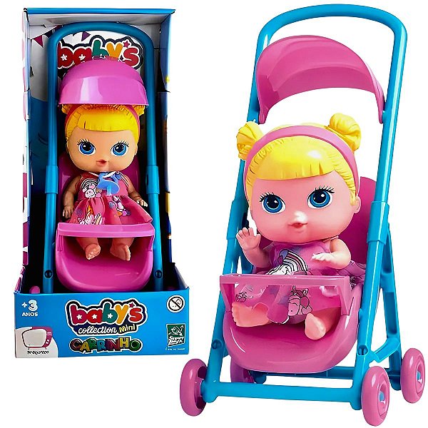 Boneca Bebê Baby Collection Passeio Carrinho 338 Super Toys