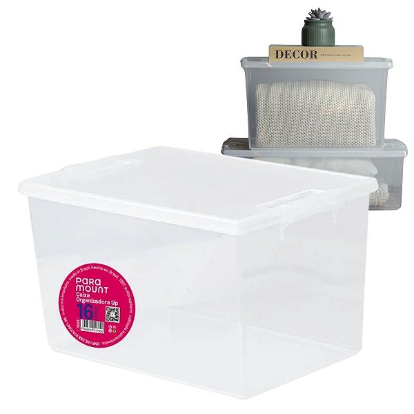 Caixa Organizadora Multiuso Up 16 Litros Cor Transparente