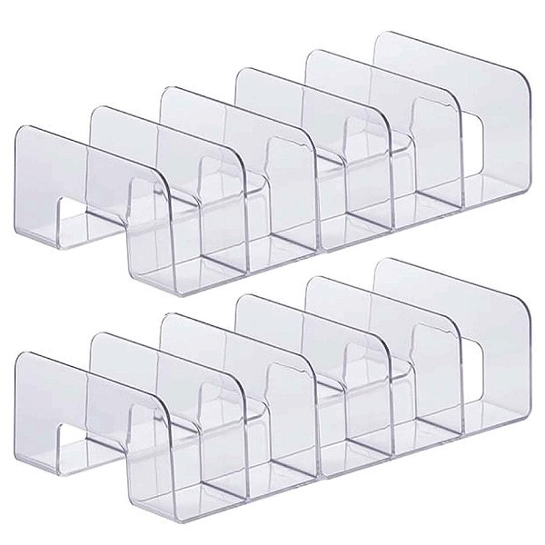 Kit 2 Organizador Multiuso Transparente 5 Divisórias 40x15x10cm