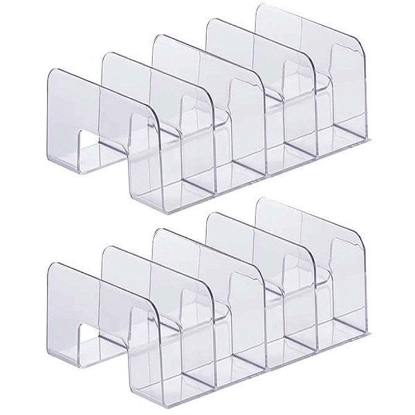 Kit 2 Organizador Multiuso Transparente 4 Divisórias 40x25x15cm