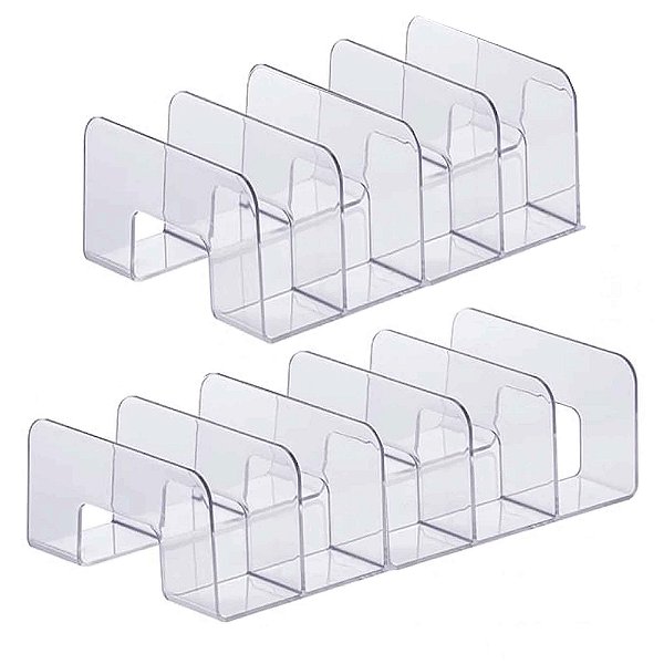 Kit 2 Organizador Multiuso Transparente 4 Divisórias E 5 Divisórias
