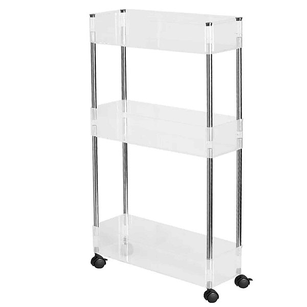 Carrinho Premium Triplo Em Acrílico 82x43x14 Cm Transparente