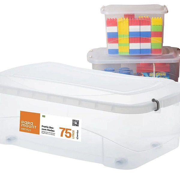 Caixa Organizadora Plástica Pratic Box 75 L Com Rodinha
