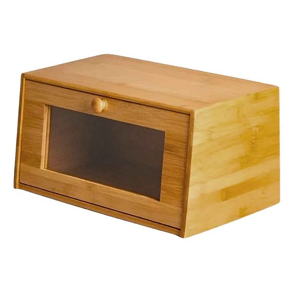 Porta Pão De Bambu Pão De Forma Bolo Com Tampa Grande