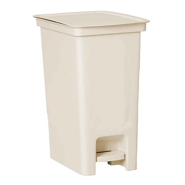 Lixeira De Pedal 20 Litros Suporte Compacta Banheiro - Creme