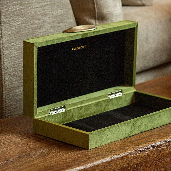 Caixa Decorativa Organizadora Veludo Esmeralda 36x18x7,5 Cm