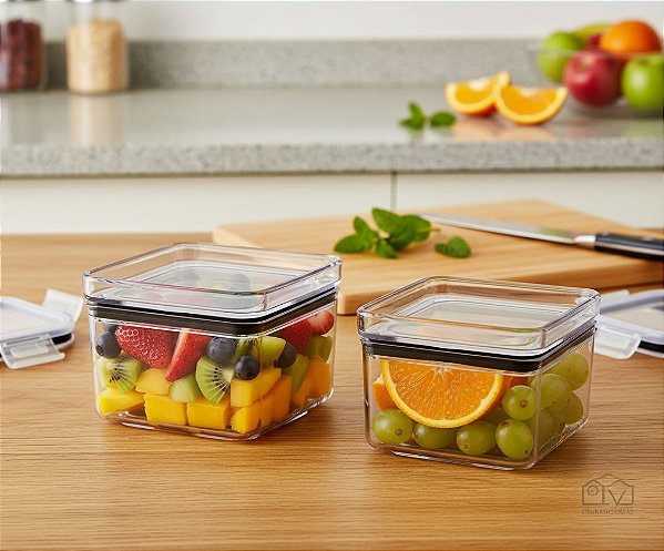 Kit 2 Potes Herméticos 480ml Porta Mantimentos Organização