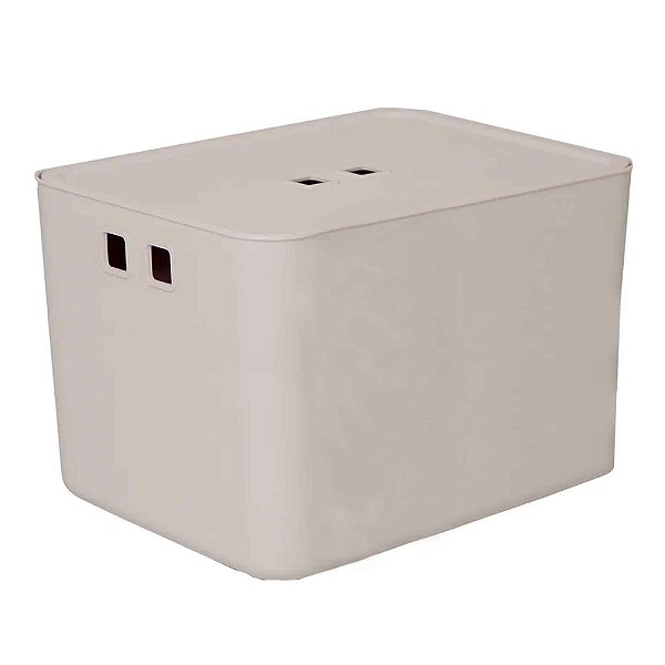 Caixa Organizadora 27,5 Litros Com Tampa Creme