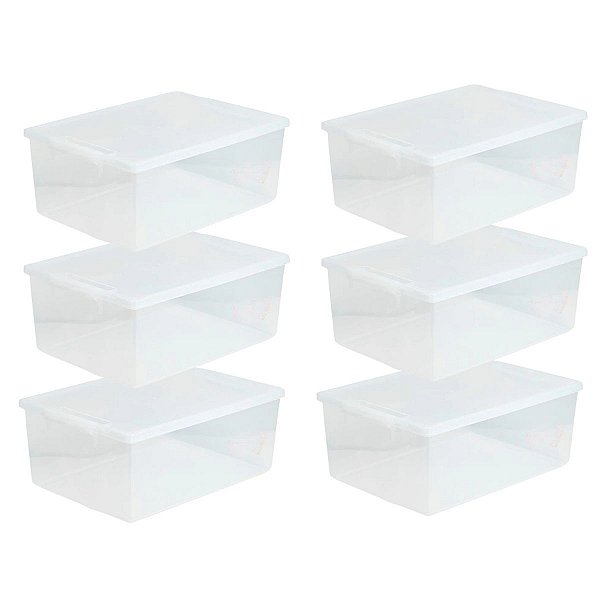 6 Caixas Organizadora Multiuso Up 17 Litros Cor Transparente