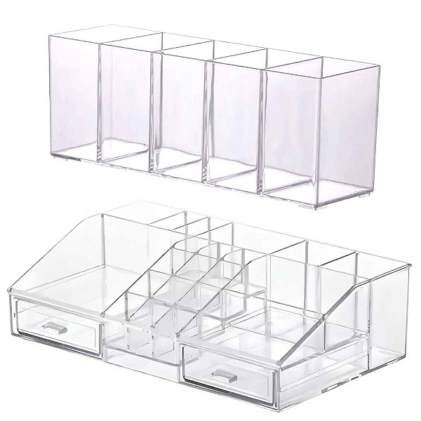 Kit 2 Organizador Maquiagem Batom Cosmeticos C/ Gavetas Divisórias