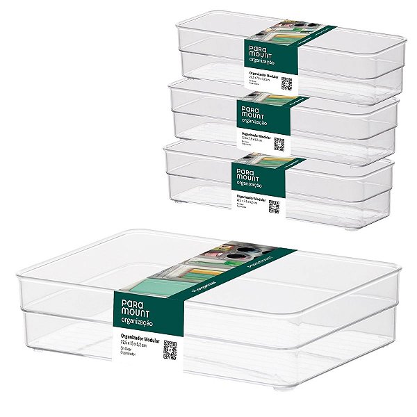 Kit 4 Organizadores Modulares Gaveta 22 Cm Paramount Diamond