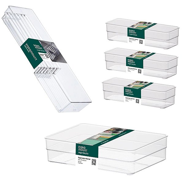 Kit 4 Organizador Modular 22 Cm+1 Organizador De Facas 39 Cm