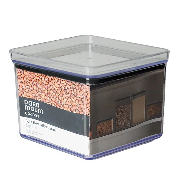 Pote Hermético Multiuso Lumini Quadrado Paramount 3.040 Ml