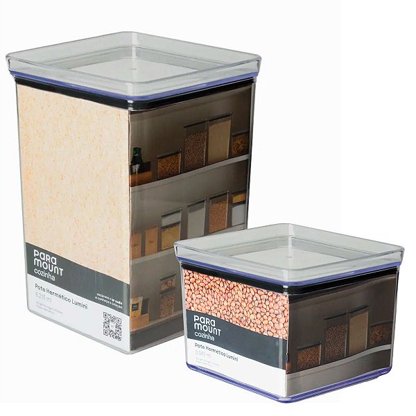 Kit 2 Potes Herméticos Lumini Paramount Porta Arroz E Feijão