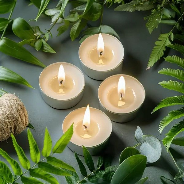 Kit 50 Velas Estilo Rechaud C/suporte Alumínio Fondue Branca