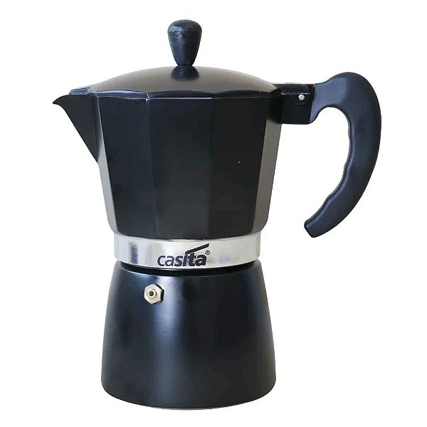 Cafeteira Italiana Casita 300ml 6 Xícaras Alumínio Preto