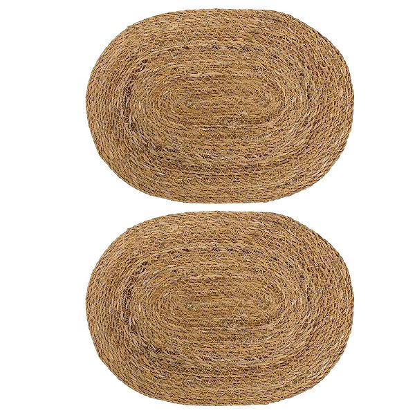 Jogo Americano Sousplat Fibra Natural Oval 2 Unidade 40x30cm