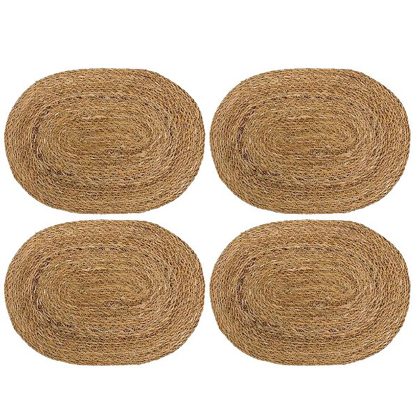 Jogo Americano Sousplat Fibra Natural Oval 4 Unidade 40x30cm