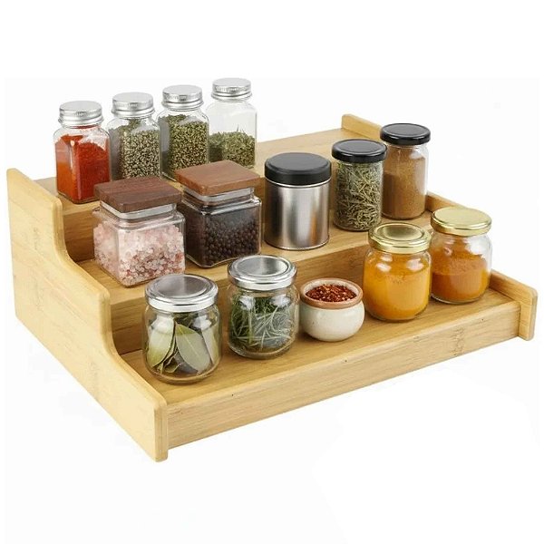 Organizador Com 3 Andares De Bambu 30cm