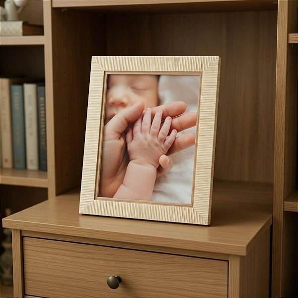 Porta Retrato Decorativo Luxo Mart Mdf Madeira Bege 15x20