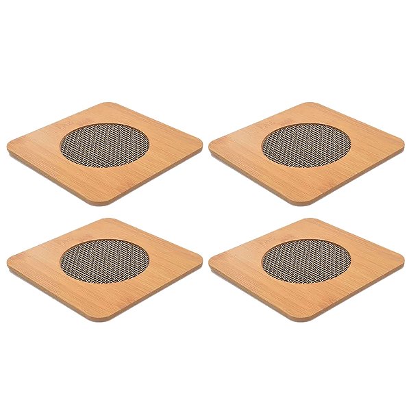 Kit 4 Descanso Panela Bambu De Mesa Antiaderente
