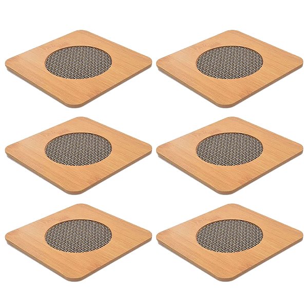 Kit 6 Descanso Panela Bambu De Mesa Antiaderente