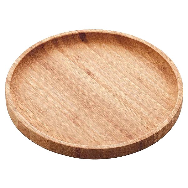 Bandeja De Bambu Redonda Petisqueira Servir Decorar Natural 30cm